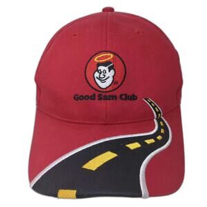 Good Sam Club Baseball Cap Red Black Hat OS RV Road Graphic Adjustable Strapback